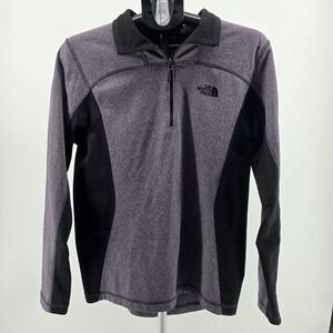 The North Face Mens Fleece 1/4 Zip Purple Black Color Block Quarter Zip Long SM